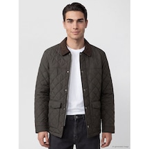 Lcwaıkıkı Classic Haki Regular Fit Kadife Yaka Erkek Şişme Mont