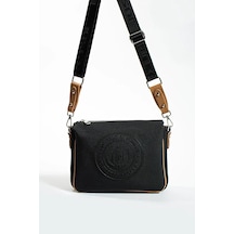 Just Polo Kadın Günlük Kullanıma Uygun Ayarlanabilir Askılı Lakoste Kumaş Şık Omuz Çantası Shopper Siyah Camel