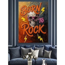 Ahşap Tablo "born To Rock" Kurukafa Posteri