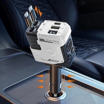 Boatshop1 Yıtumu Beyaz 31.5 İnç Teleskopik Araba Şarj Cihazı 66w 4ü 1 Arada Ultra Hızlı Şarj 2 Usb Portlu Pixel Galaxy Samsung Uyumlu