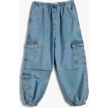 Koton Kargo Jogger Kot Pantolon Pamuklu Kapaklı Cep Detaylı Lıght Indıgo 4skg40038ad 4SKG40038ADLIN Açık Mavi