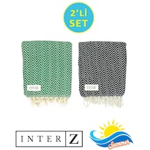 2'li Set Peştemal Plaj Havlusu , %100 Pamuk , Xxl 100x180cm, Marmaris Kırmızı