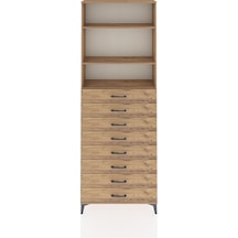 Arges Dolap 3 Raflı 8 Çekmeceli 88x30x243 Çam-çam Çam