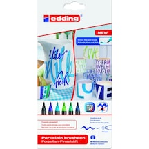 Edding Porselen Kalemi Fırça Uçlu 1-4 Mm 6 Lı Soğuk Renkler 4200 Çok Renkli