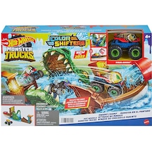 Hot Wheels Monster Trucks Renk Değiştiren Araçlar Timsahdan Kaçış Oyun Seti