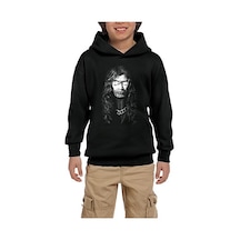 Zepplin Giyim Megadeth Dave Mustaine Siluet Siyah Çocuk Kapşonlu Sweatshirt