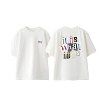 Thewert İt İs What İt İs Tasarım Sırt Baskılı Pamuk Beyaz Oversize T-shirt