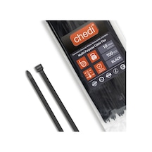 Chedı Kablo Bağları, 25 Cm 100'lü Paket Çok Amaçlı Kullanım, Premium Kalite Siyah Kablo Klipsi
