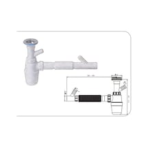 Güçlü Taslı Körüklü Çift Çatal İki Çamaşır Çıkışlı Lavabo Sifonu