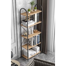 Reyo Falez 5 Geniş Raflı Kitaplık Metal Çerçeveli Modern Raf Çalışma Odası Ofis Salon Kitaplığı Evrak Rafı 180 Cm Atlantik Çam Beyaz