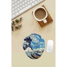 Van Gogh Starry Night The Great Wave Kanagawa Desenli Bilek Destekli Mouse Pad Mousepad