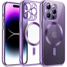 Apple iPhone Uyumlu 14 Pro Kılıf Kross Magneticsafe Kapak Mor Düz Renkli