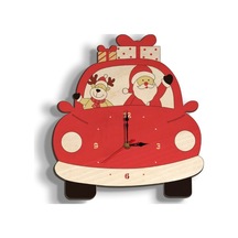 Goldenqian Sevimli Karikatür Akrilik Duvar Saati Sessiz Noel Noel Baba Elk Ng7fjz Kırmızı