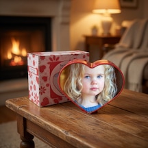 Kalpli Dönen Fotoğraf Çerçevesi 4 Resimli Çocuklara Doğum Günü Hediyesi 12x14 Cm Kırmızı