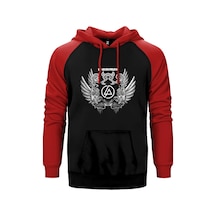Linkin Park Wings Kırmızı Renk Reglan Kol Kapşonlu Sweatshirt Kırmızı
