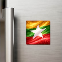 Myanmar Myanmar Abstract Ülke Bayraklı Buzdolap Magneti - 9x9 Cm