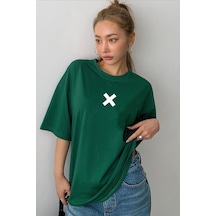 Flood Of Style Unisex X Baskılı T-shirt Yeşil