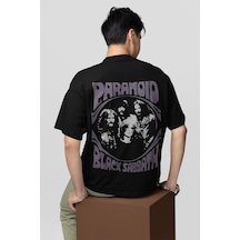 Paranoid Black Sabbath Baskılı Unisex Oversize Müzik Grubu Tişört Siyah