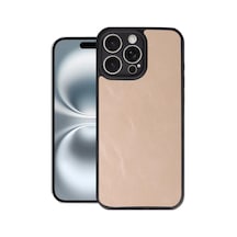 Apple İphone 16 Pro Max Kılıf Aras Deri Kapak - Pudra