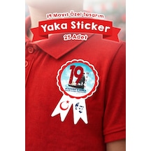 19 Mayıs Özel Yaka Sticker Kokart Atatürk Temalı Yapışkanlı Rozet 25 Adet Set, Okul Etkinlik Çok Renkli