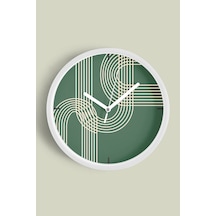 Minimalist Çizgili Modern Tasarım Duvar Saati - 35cm - Önü Camlı Beyaz Kasa - Sessiz Mekanizma Beyaz