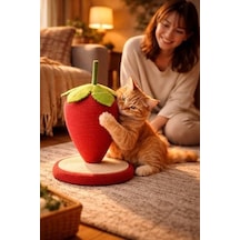 Kedi Tırmalama Oyuncağı Meyve Temalı 23 Cm Jüt Halat Doğal Tırmalama Topu Kaymaz Tabanlı Dayanıklı Kedi Oyuncağı Evcil Hayvan Aktivite Ürünü Çilek