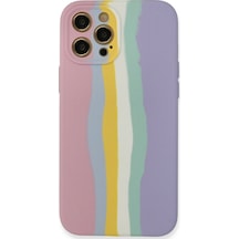Apple iPhone  Uyumlu,  12 Pro Max Kılıf Ebruli Lansman Silikon - Pembe-lila