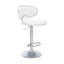 Bürocci Zen Bar Taburesi - Beyaz Modern Deri Metal Ataklı Yüksek Tezgah Sandalyesi - 9549s0486 Beyaz