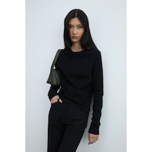 Suud Collection Siyah Rumi Basic Uzun Kollu Tişört