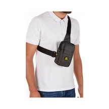 Newish Polo Erkek Keten Kumaş Belgrat Telefon Bölmeli Çapraz Göğüs Ve Omuz Çantası New186 - Siyah - Sarı