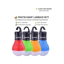 Kamptek Pilli Kamp Lambası 3 Modlu Çadır İçi Aydınlatma Lambası Askılı Taşınabilir Led Fener Ipx4 Su Dayanıklı 4 Adet Renkli Çok Renkli