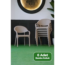 Alezy Bambu Rattan Kollu Koltuk 6 Adet Cappucino