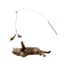 Tr Aee Kedi Oltası Elastik Çift Tüylü Çanlı Boncuklu Kedi Oyuncağı 130 Cm Uzunluk, Dayanıklı Paslanmaz T