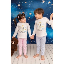 Pia Baby İsme Özel Erkek Çocuk 2 Adet Pijama Takımı %100 Pamuk Penye İsim Baskılı Kişiye Özel Kreş Pijaması Hediye Seti 20425s15pi Krem