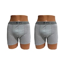 Kyc Shopping 2 Adet Gri Renk Pamuklu Likralı Penye Esnek Kumaş Boxer