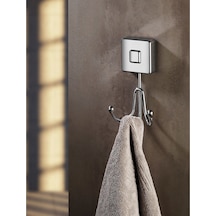Zethome Bornoz Askısı Bornozluk 3'lü Banyo Boy Havlusu Bornoz Askılığı Yapışkanlı Havluluk Krom