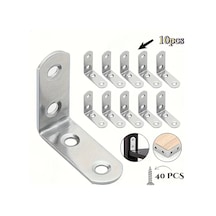 Dashanshop 10 Parça + 40 Vida Sağlam L Braket - 90 Derece Raf Köşe Bağlantı Destek 10 Adet + 40 Adet Vida