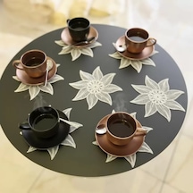 6'lı Dantel Kahve Sunumluğu 15x15 Cm Asorti Desenli Modern Sunum Aksesuarı Çok Renkli