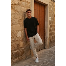 Erkek Oversize Basic Tişört Unisex %100 Pamuk Rahat Kalıp SIYAH