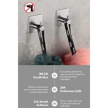 2 Adet Paslanmaz Çelik Banyo Havlu & Bornoz & Lif Askılığı, Çok Amaçlı Askılık, Yapışkanlı Mutfak Banyo Hav Diğer