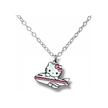 Hello Kitty Pembe Uçak Figürlü Kolye 60 Cm Zincirli Sevimli Ve Renkli Unisex Takı Çok renkli