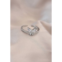 Mey İthalat Ayarlamalı Gümüş Renk Metal Zirkon Taş Ve Kristal Taşlı Kelebek Model Yüzük - Özel Seri Meyeb61851107be397b244238cab7