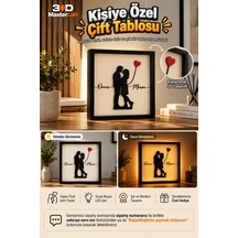 Led Işıklı İsimli Dekoratif Çerçeve Eş / Sevgili / Çift 20 Cm