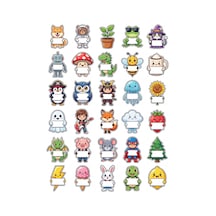 30 Adet Sevimli Chibi Karakterler Sticker Seti - Laptop Defter Telefon İçin Çok Renkli