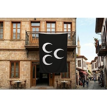 Üç Hilal Siyah Bayrak 140gr Premium Raşel Kumaş 300x450cm Diğer