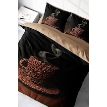 King Size Çift Kişilik Pamuk Saten Nevresim Takımı Live Coffee 220x240, Monohome42363 Diğer