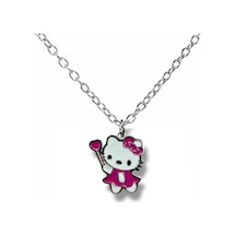 Hello Kitty Mor Renkli Figürlü Kolye 60 Cm Zincirli Sevimli Karakter Takısı Çok renkli