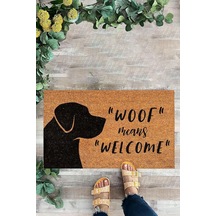 Karmat Köpek Desenli Paspas, Temalı, Yazılı İç Ve Dış Mekana Uygun Paspas Siyah-45 X 70 Çok Renkli
