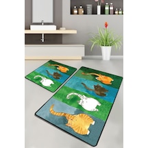 Gatto Carino 2 li Set 60x100 cm - 50x60 cm Çok Renkli