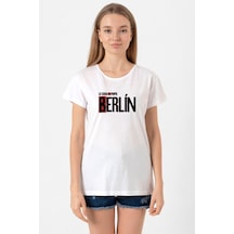 La Casa De Papel Berlin Beyaz Kadın Bisikletyaka Tshirt Beyaz